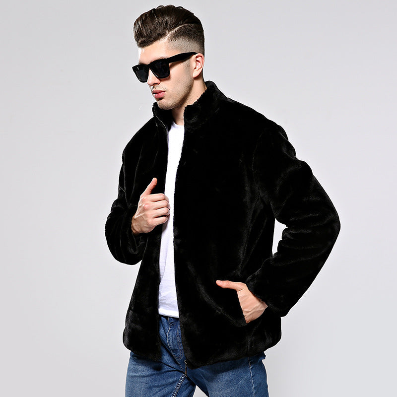 Men's Faux Fur Jacket Mink Fur Coat Angelwarriorfitness.com