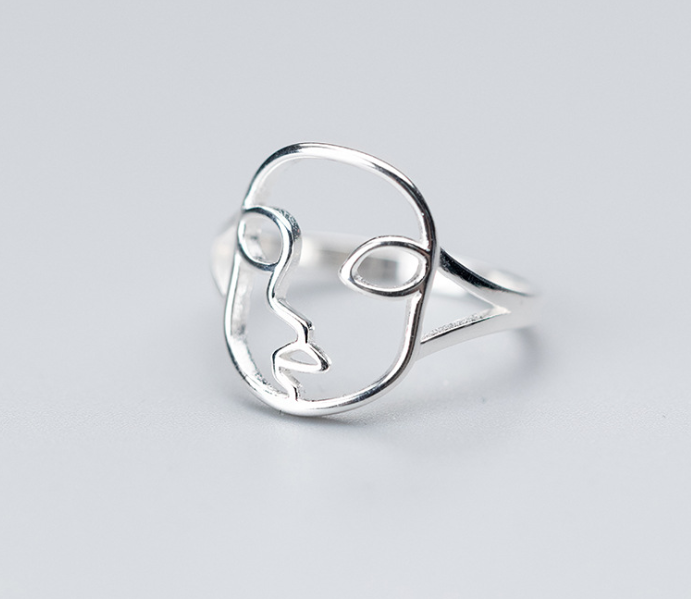 S925 silver ring female Korean fashion personality face ring ring Angelwarriorfitness.com