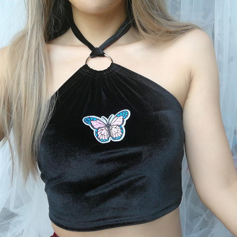 BUTTERFLY VELVET CROP TOP Angelwarriorfitness.com