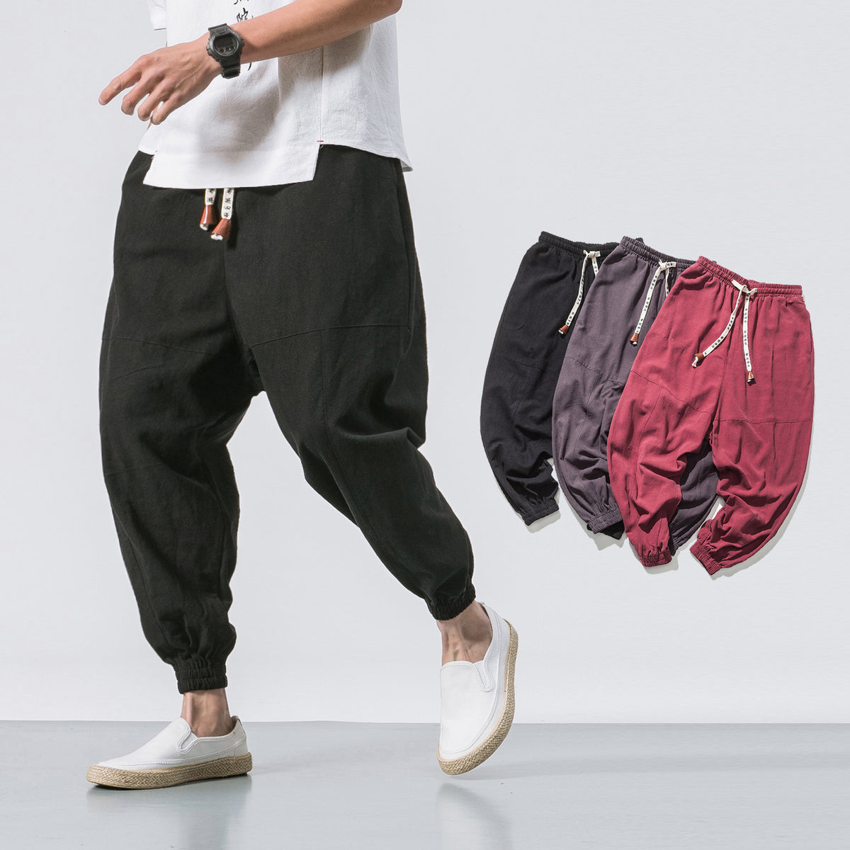 Mens Hip Hop Streetwear Gym Joggers Pants Drawstring Elastic Pockets Tapered Sweatpants Angelwarriorfitness.com