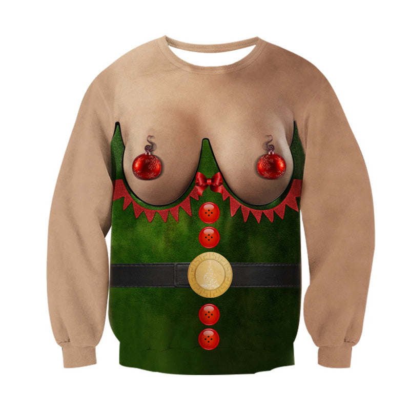 Unisex Ugly Christmas Sweatshirt Men Women 3D Digital Printed Long Sleeve Crewneck Pullover Shirts Angelwarriorfitness.com