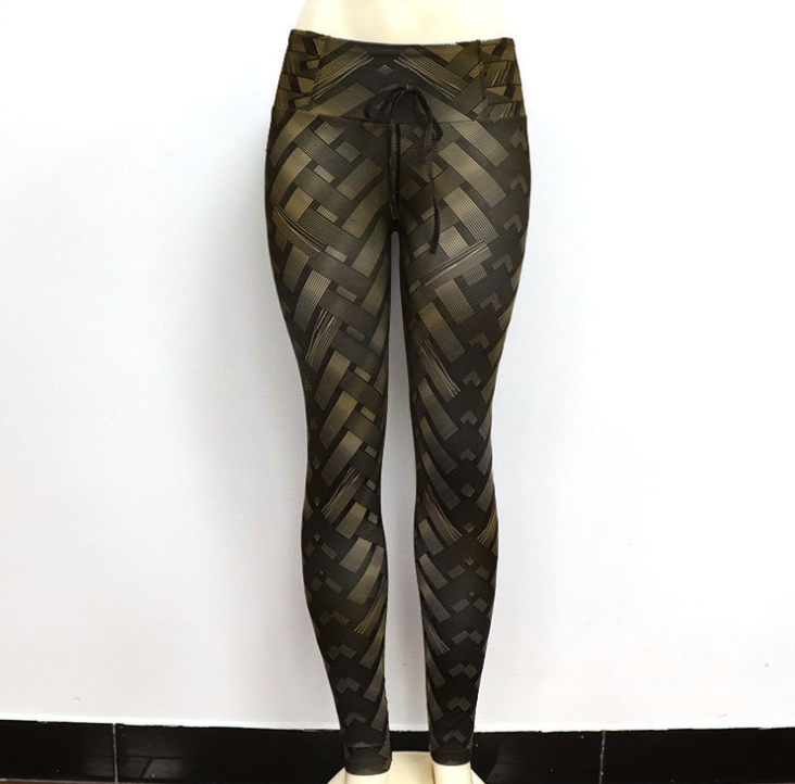 High Waist Iron Weave Print Push Up Yoga Workout Leggings Angelwarriorfitness.com