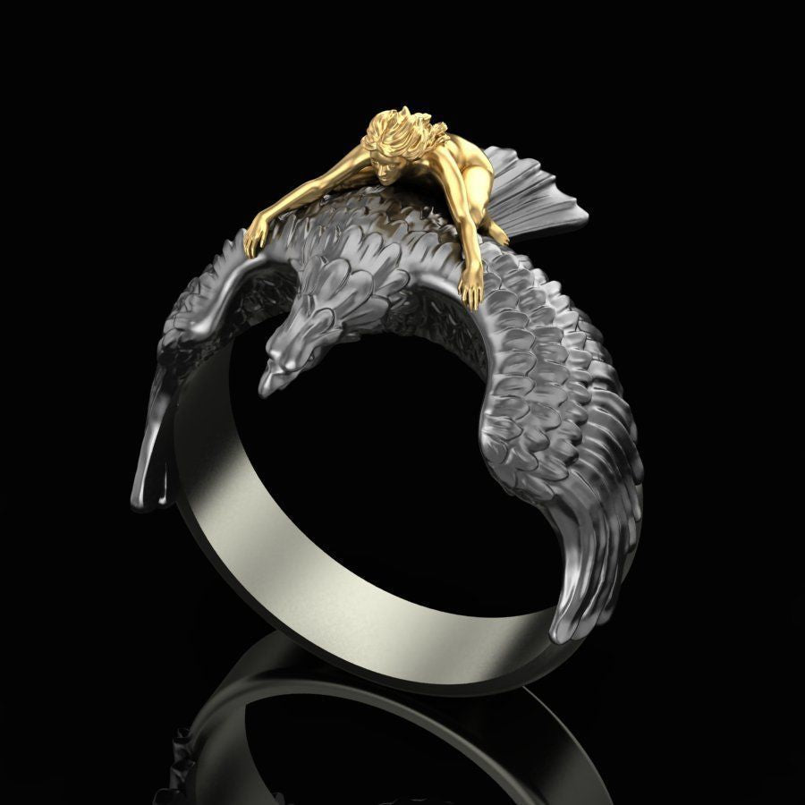 Flying Golden Girl Ring Fashion Creative Ring Angelwarriorfitness.com