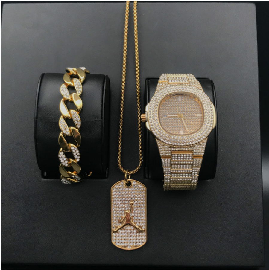 Mens Watches Luxury Brand Fashion Diamond Date Quartz Watch Angelwarriorfitness.com