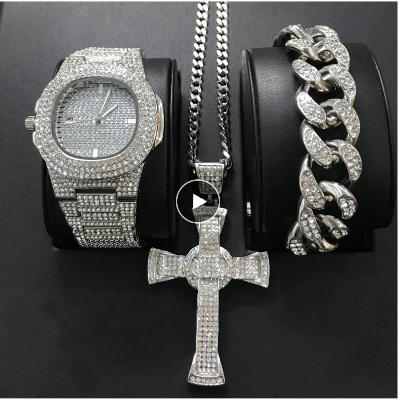 Mens Watches Luxury Brand Fashion Diamond Date Quartz Watch Angelwarriorfitness.com