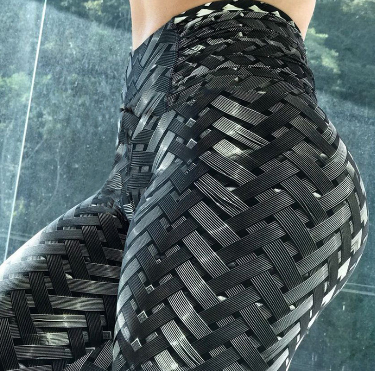 High Waist Iron Weave Print Push Up Yoga Workout Leggings Angelwarriorfitness.com