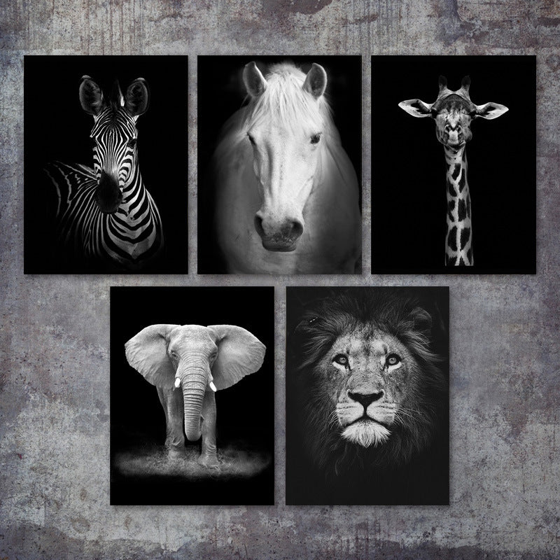 Black and white animal decorative painting Angelwarriorfitness.com