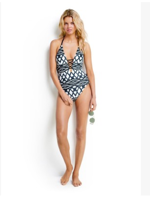 European-European Style Bikini Diamond Shaped Print Finalized One Piece Swimsuit Angelwarriorfitness.com