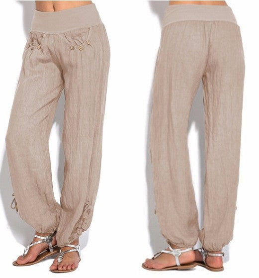 Buttoned casual wide-leg trousers Angelwarriorfitness.com