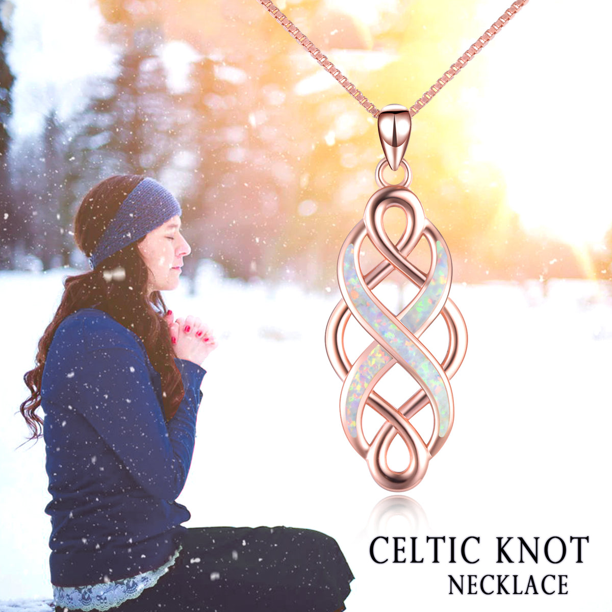 Sterling Silver Irish Celtic Knot Opal Pendant Necklace Infinity Love Necklace Gift for Her Angelwarriorfitness.com