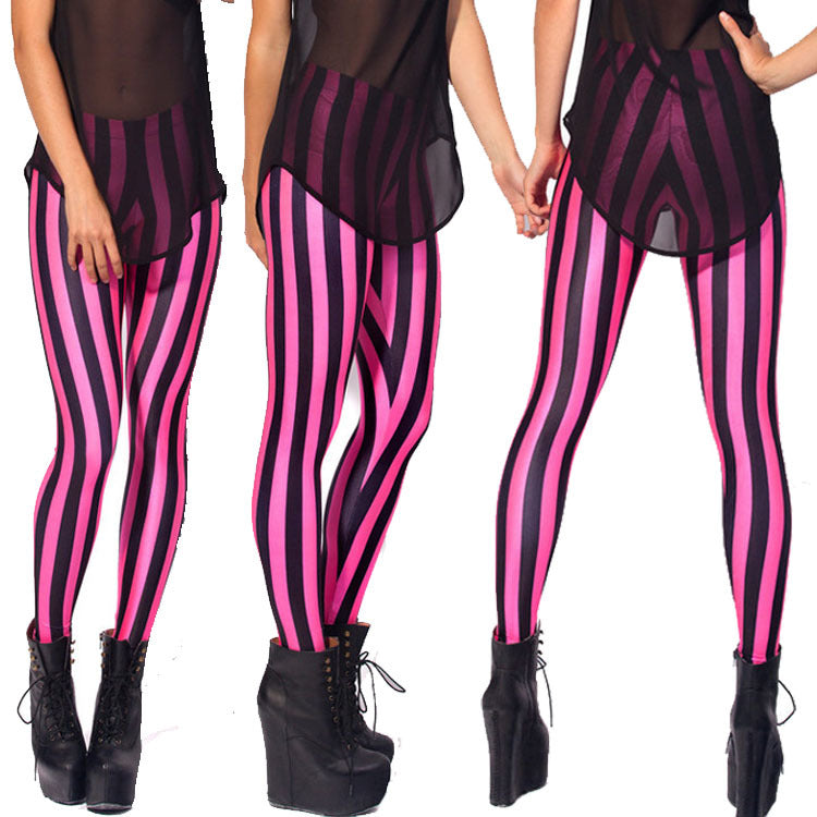 Black Rose Striped Leggings Angelwarriorfitness.com