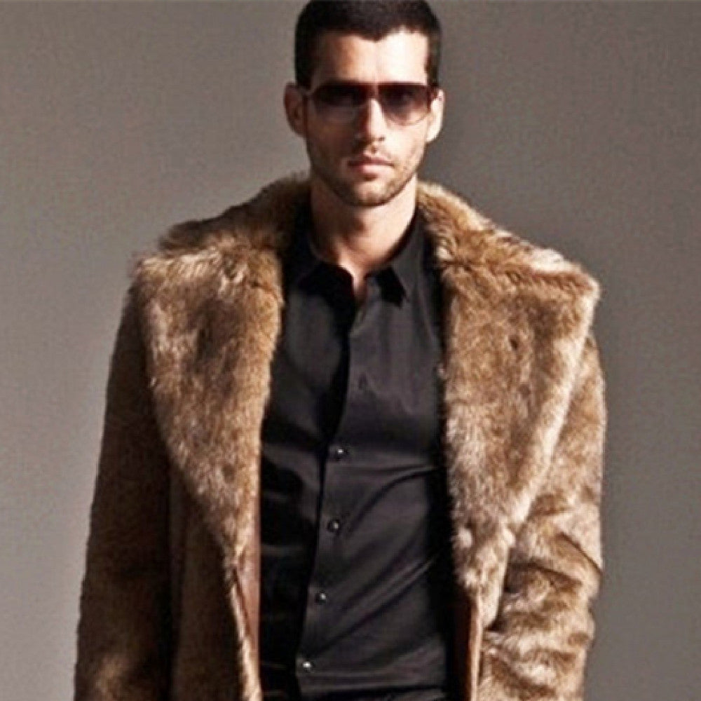 Men's Suit Collar Imitation Fur Coat Angelwarriorfitness.com