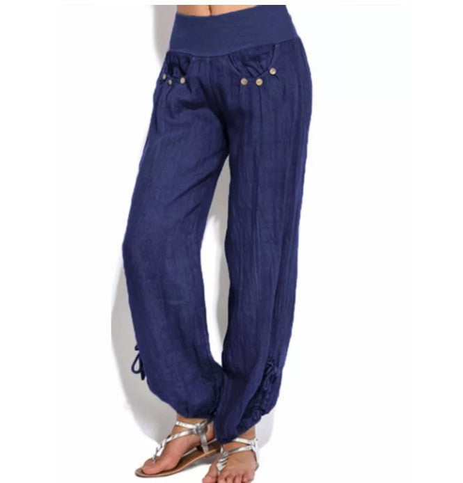 Buttoned casual wide-leg trousers Angelwarriorfitness.com