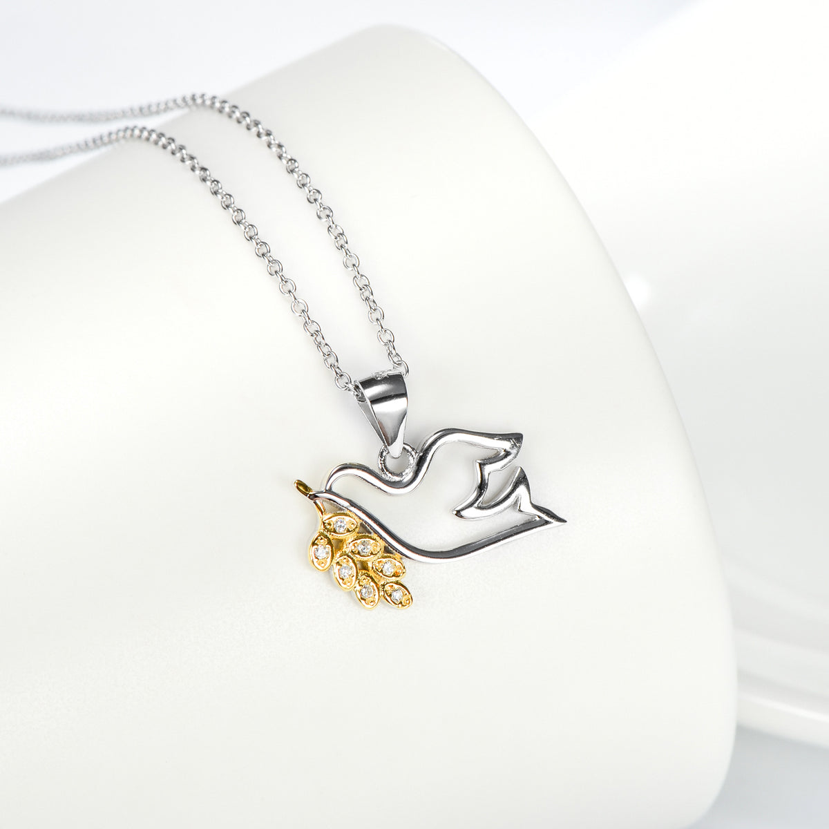 Peace Dove Pendant Gold Plated Necklace Female Micro Inlay Angelwarriorfitness.com