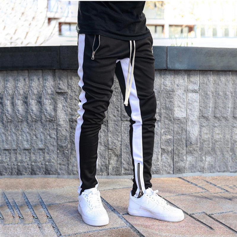 Men's Gym Slim Tapered Sweatpants Workout Jogging Pants Fitness Zipper Pockets Angelwarriorfitness.com