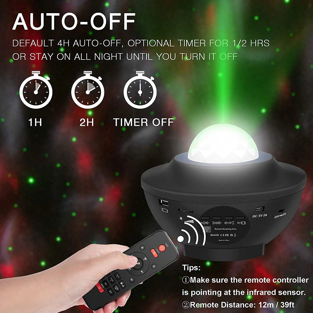 USB LED Star Night Light Music Starry Water Wave LED Projector Light Bluetooth Projector Sound-Activated Projector Light Decor Angelwarriorfitness.com