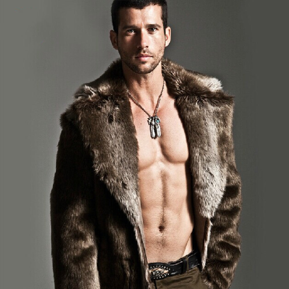 Men's Suit Collar Imitation Fur Coat Angelwarriorfitness.com