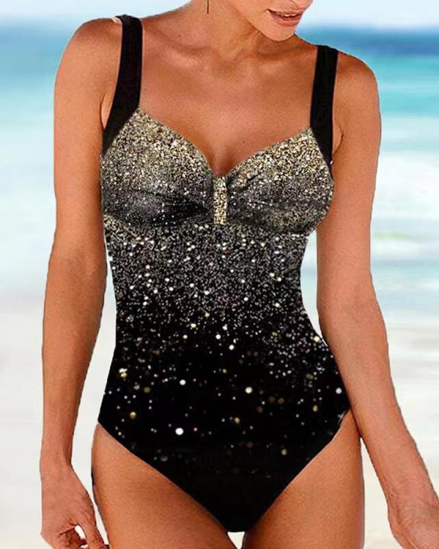 Black with silver sparkles one-piece Angelwarriorfitness.com