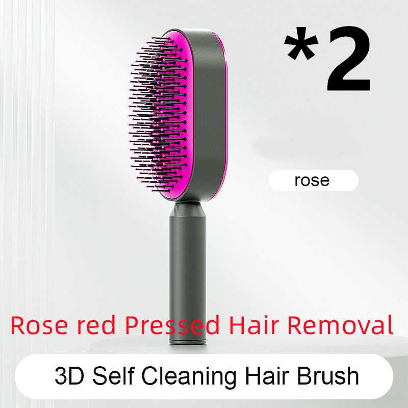 Self Cleaning Hair Brush For Women One-key Cleaning Hair Loss Airbag Massage Scalp Comb Anti-Static Hairbrush Angelwarriorfitness.com