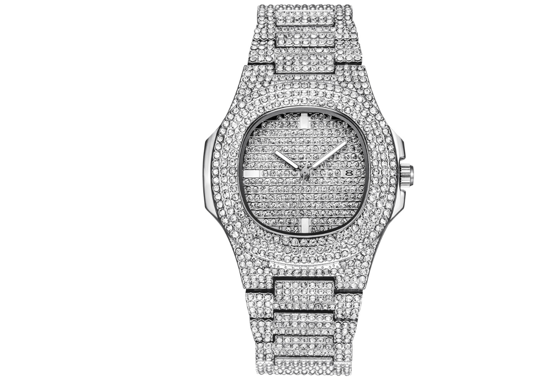 Mens Watches Luxury Brand Fashion Diamond Date Quartz Watch Angelwarriorfitness.com