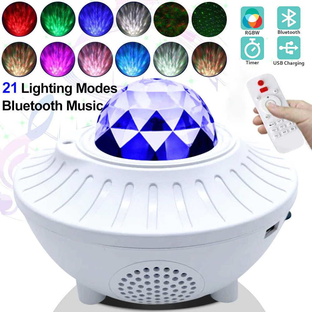 USB LED Star Night Light Music Starry Water Wave LED Projector Light Bluetooth Projector Sound-Activated Projector Light Decor Angelwarriorfitness.com