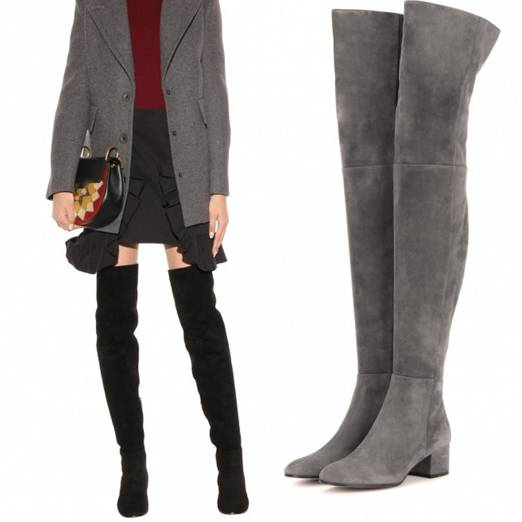 Flat Boots Over The Knee Boots Gray Women's Boots High Boots Angelwarriorfitness.com