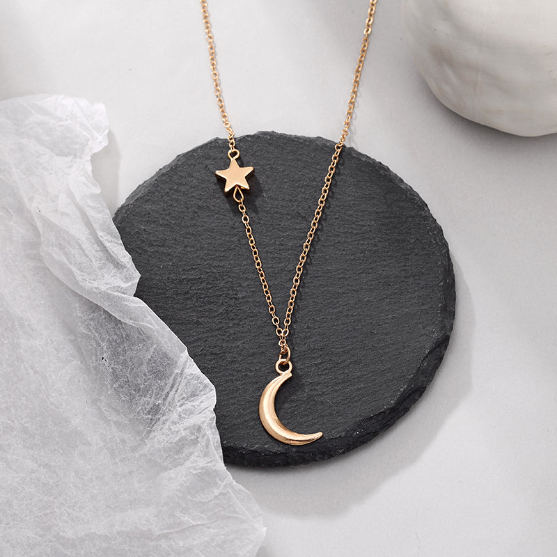 New Fashion Simple Star & Moon Pendant Necklace For Women New Bijoux Maxi Statement Necklaces Collier Fashion Jewelry Gifts Angelwarriorfitness.com