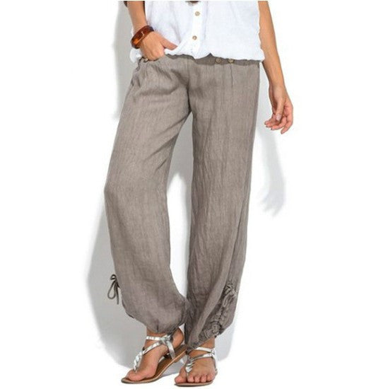 Buttoned casual wide-leg trousers Angelwarriorfitness.com