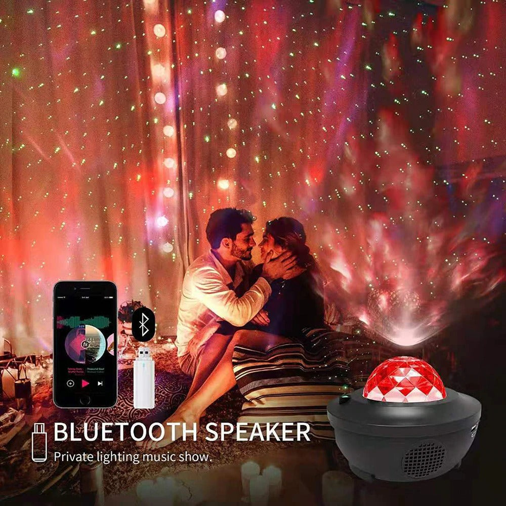 USB LED Star Night Light Music Starry Water Wave LED Projector Light Bluetooth Projector Sound-Activated Projector Light Decor Angelwarriorfitness.com