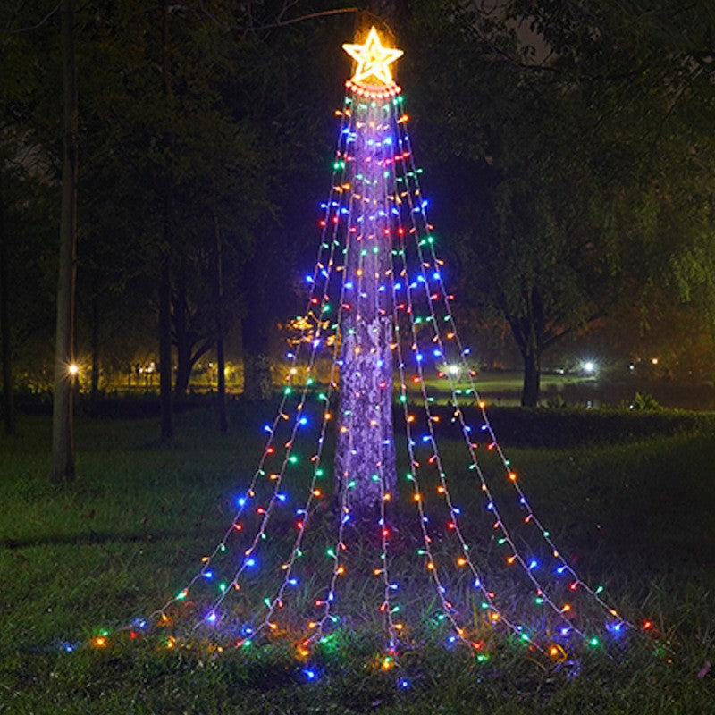 LED Five-pointed Star Waterfall Light To Decorate The Courtyard Outdoor Angelwarriorfitness.com