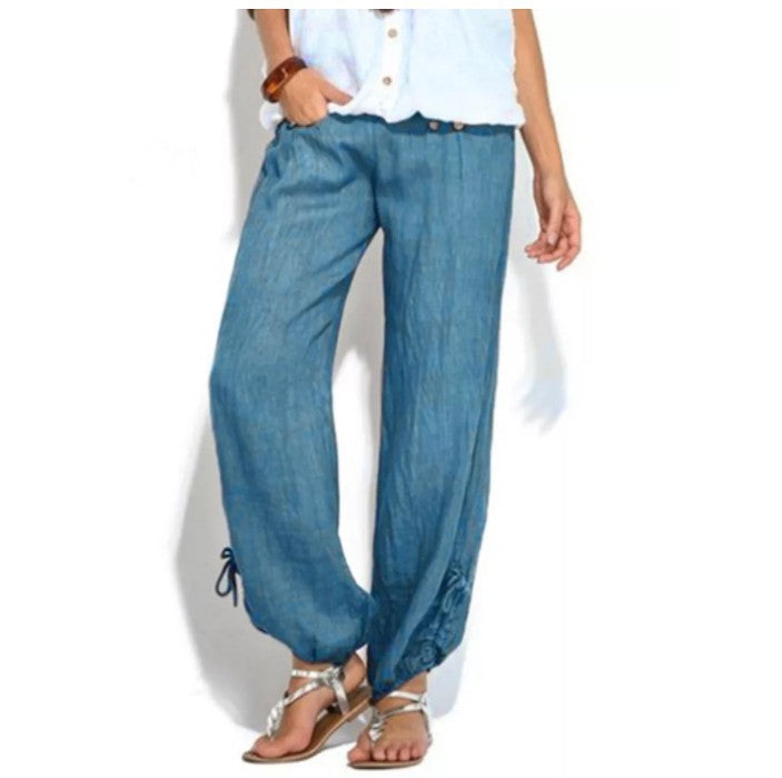 Buttoned casual wide-leg trousers Angelwarriorfitness.com