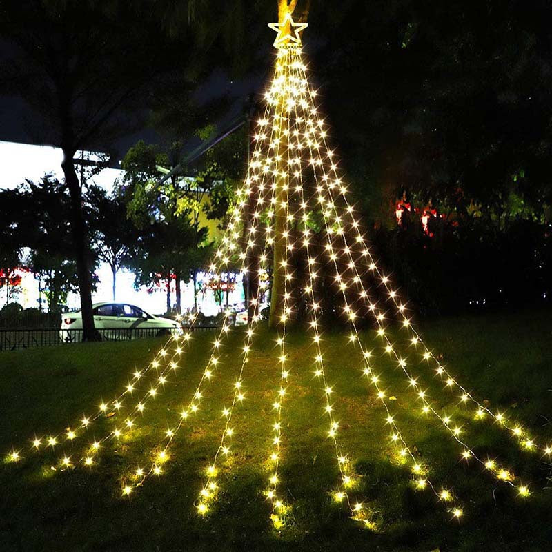 LED Five-pointed Star Waterfall Light To Decorate The Courtyard Outdoor Angelwarriorfitness.com