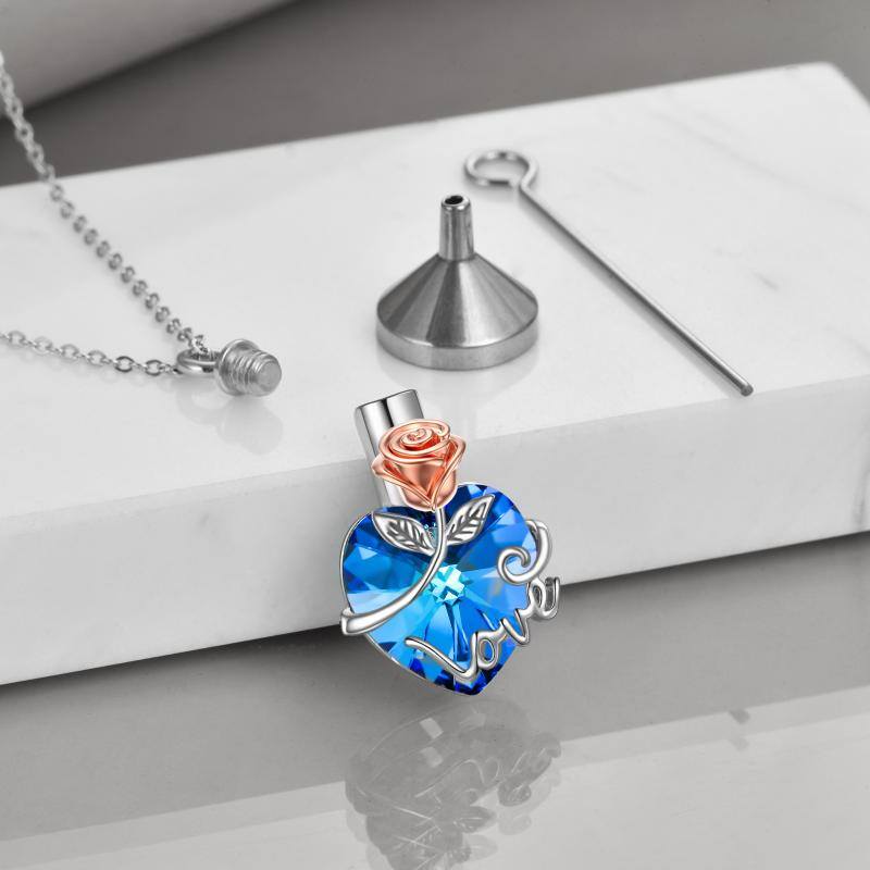 Sterling Silver Blue Rose Urn Necklace Jewelry for Women Angelwarriorfitness.com