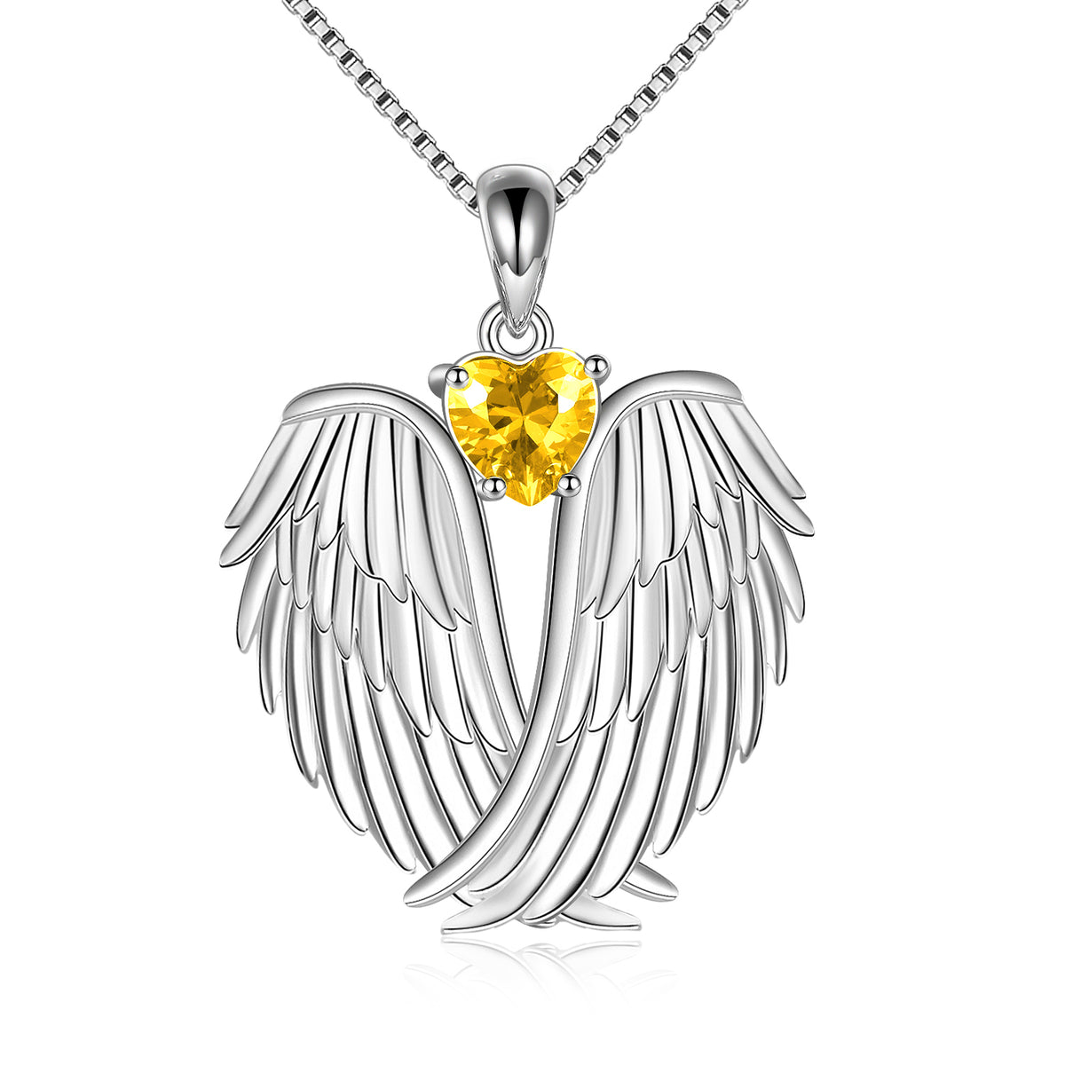 Sterling Silver Guardian Angel Birthstone Necklace Wings Pendant Jewelry Angelwarriorfitness.com