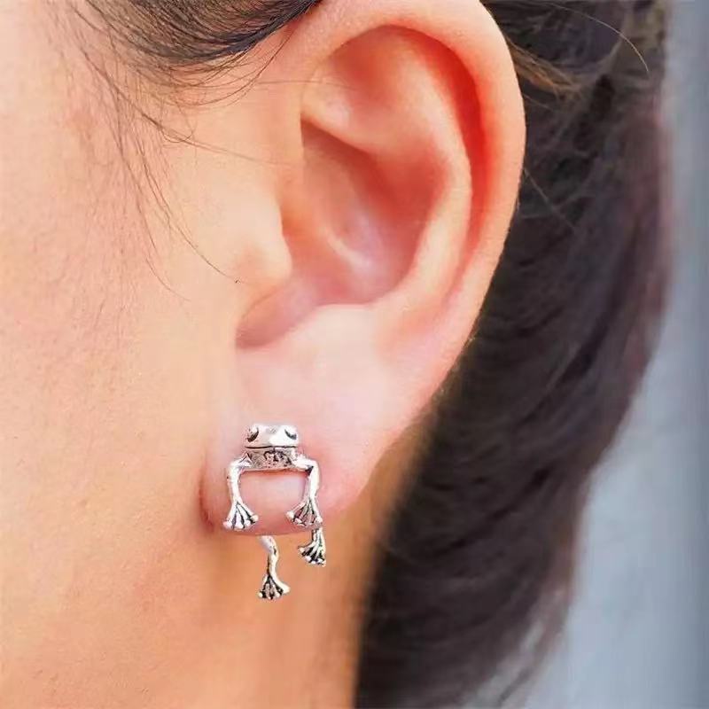 Retro Cute Frog Earring For Women Gold Silver Color Gothic Animal Pirecing Stud Earring Female Charm Jewelry Gift Angelwarriorfitness.com