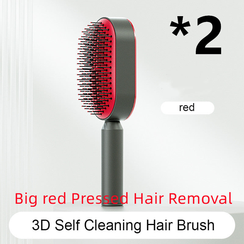 Self Cleaning Hair Brush For Women One-key Cleaning Hair Loss Airbag Massage Scalp Comb Anti-Static Hairbrush Angelwarriorfitness.com