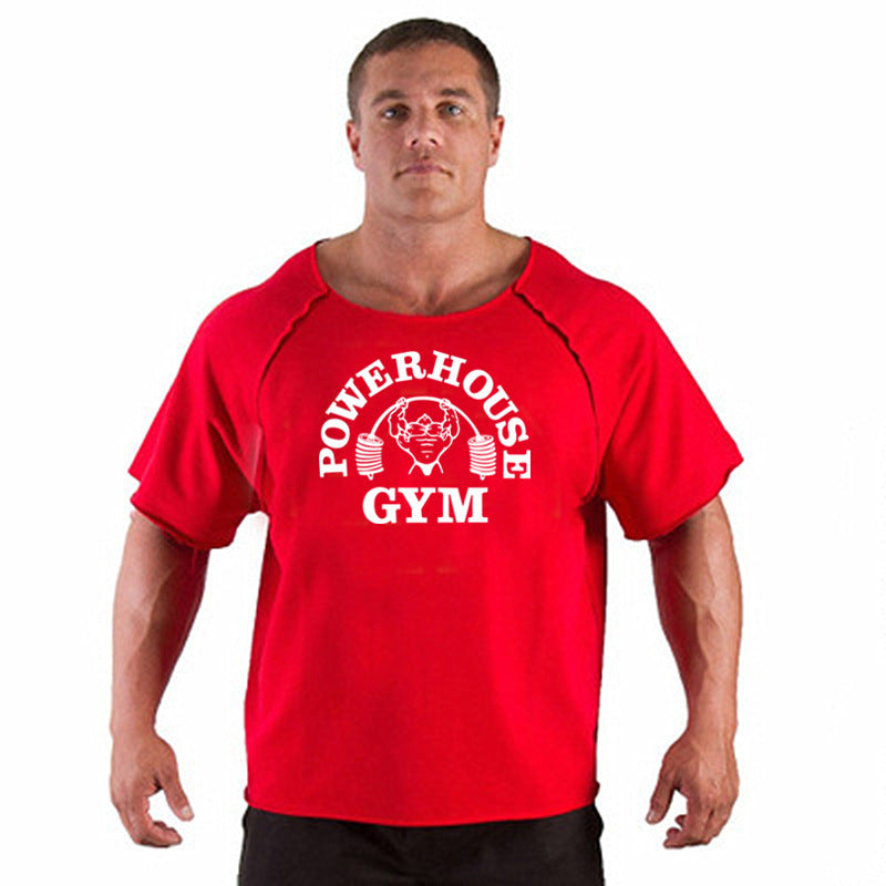 Gym Training Muscle Print Cotton Men Loose T-shirt Angelwarriorfitness.com