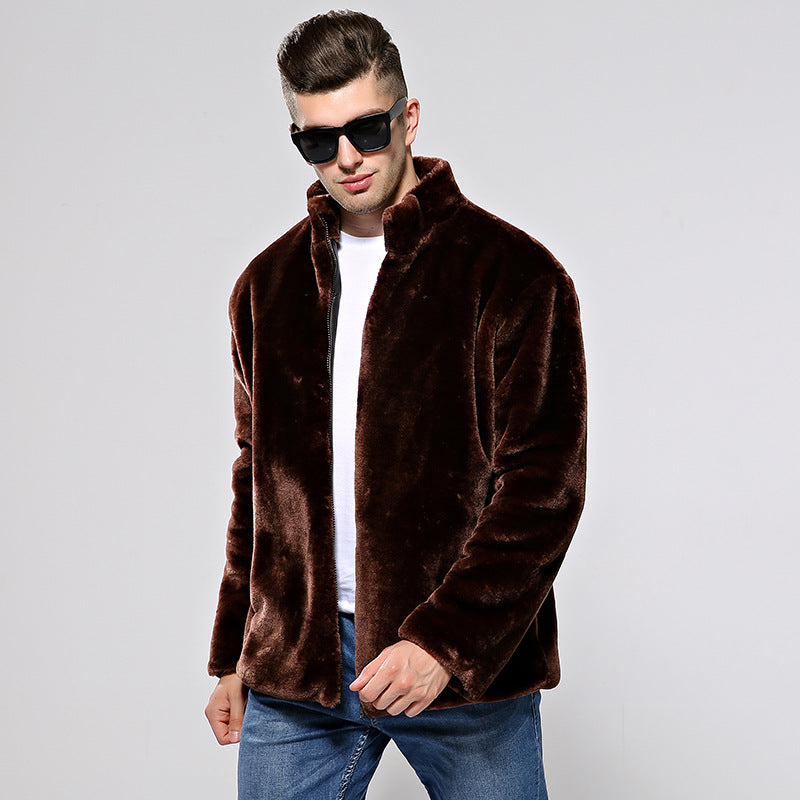 Men's Faux Fur Jacket Mink Fur Coat Angelwarriorfitness.com