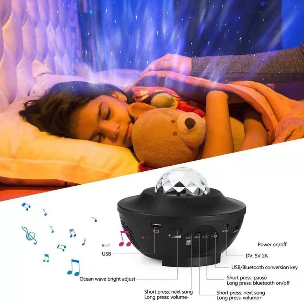 USB LED Star Night Light Music Starry Water Wave LED Projector Light Bluetooth Projector Sound-Activated Projector Light Decor Angelwarriorfitness.com