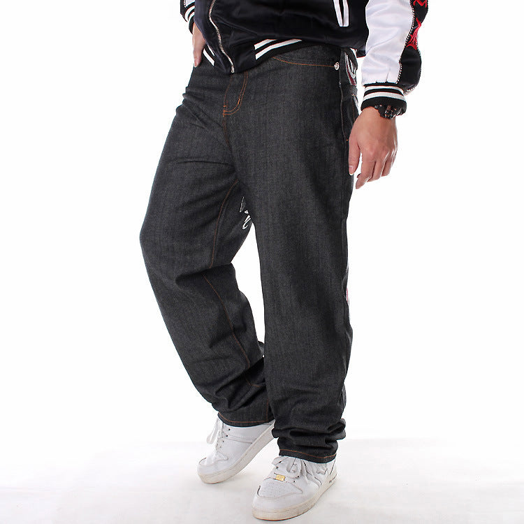 Loose Straight Skateboard Pants Embroidered Hip-hop Hip-hop Jeans Angelwarriorfitness.com