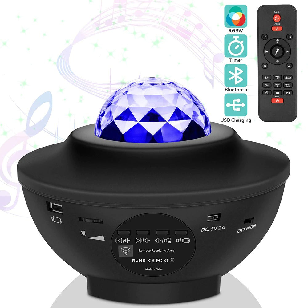 USB LED Star Night Light Music Starry Water Wave LED Projector Light Bluetooth Projector Sound-Activated Projector Light Decor Angelwarriorfitness.com