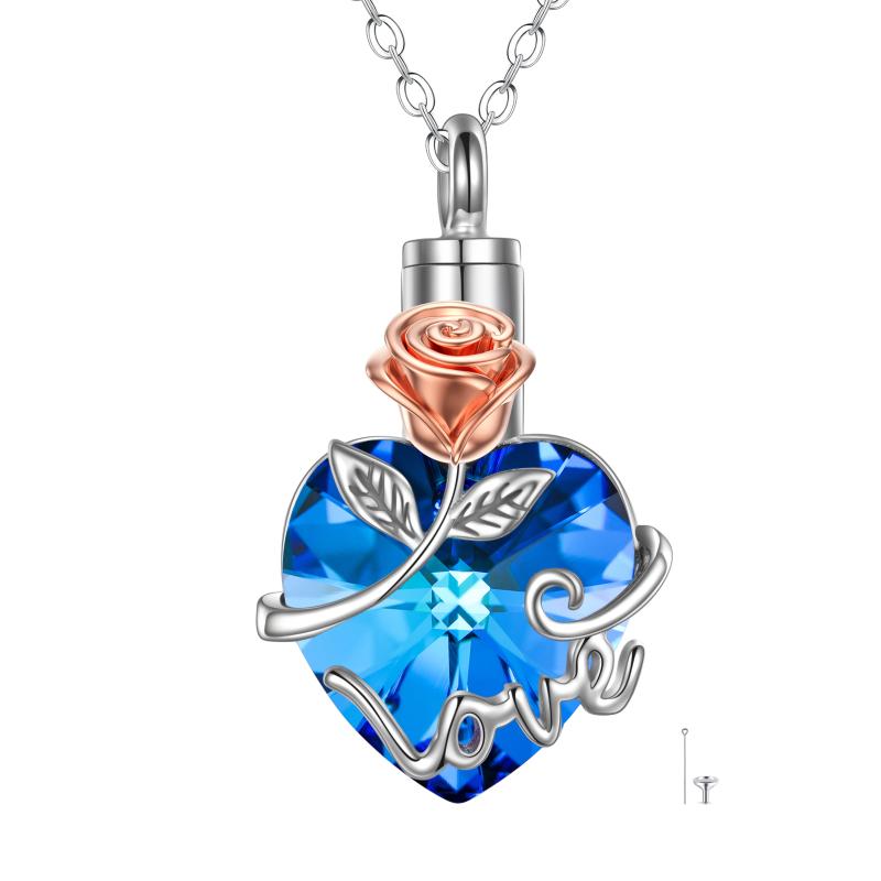 Sterling Silver Blue Rose Urn Necklace Jewelry for Women Angelwarriorfitness.com