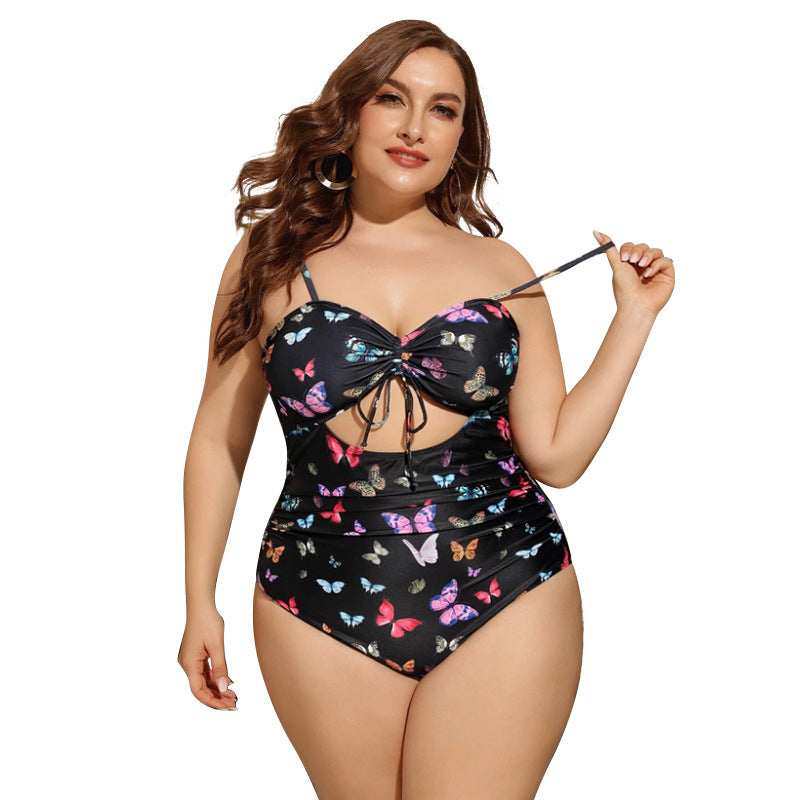 Fat Woman One Piece Print Plus Fat Swimsuit Angelwarriorfitness.com