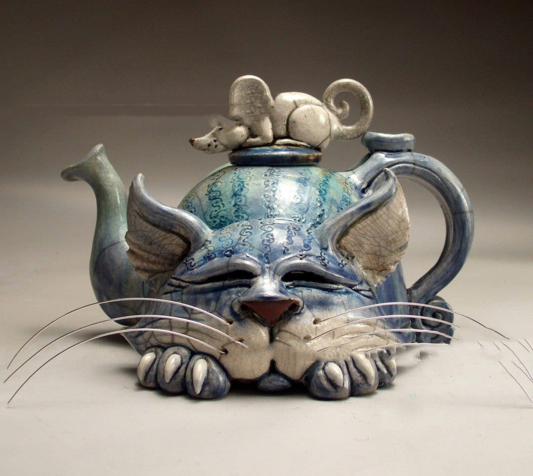 Handmade Art Cat Teapot Resin Crafts Angelwarriorfitness.com