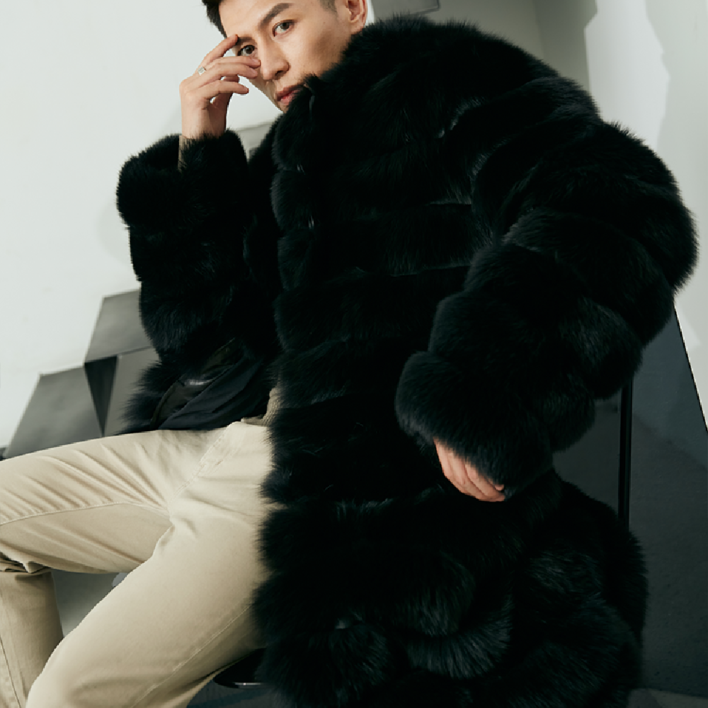 Men's Real Fur Long Fur Coat Winter Angelwarriorfitness.com