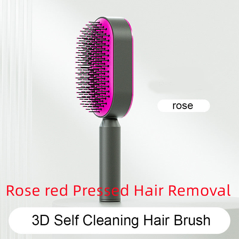 Self Cleaning Hair Brush For Women One-key Cleaning Hair Loss Airbag Massage Scalp Comb Anti-Static Hairbrush Angelwarriorfitness.com