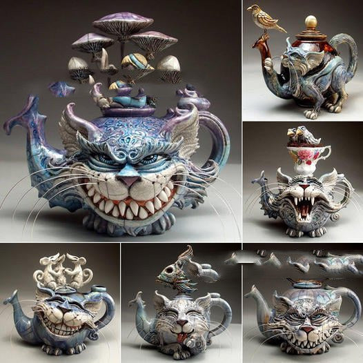 Handmade Art Cat Teapot Resin Crafts Angelwarriorfitness.com