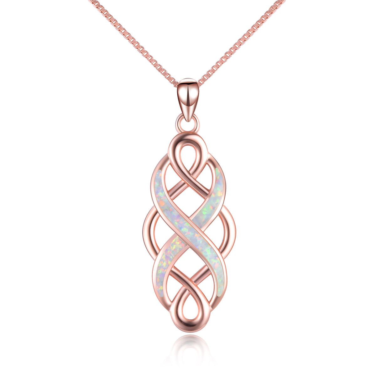 Sterling Silver Irish Celtic Knot Opal Pendant Necklace Infinity Love Necklace Gift for Her Angelwarriorfitness.com