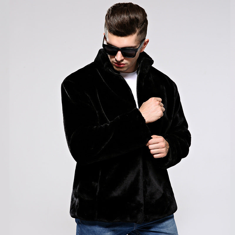 Men's Faux Fur Jacket Mink Fur Coat Angelwarriorfitness.com