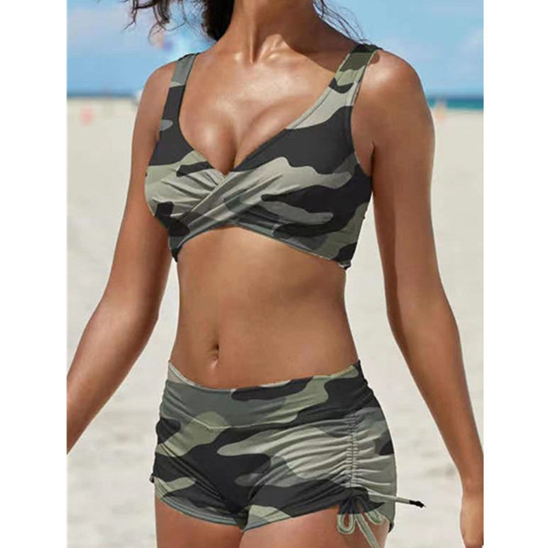 Women's Removable Strap Bandeau Top High Cut Cheeky Bikini Set Swimsuit Angelwarriorfitness.com